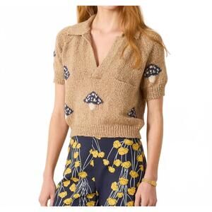 NEW ALIX OF BOHEMIA lessi mushroom knit top in light brown